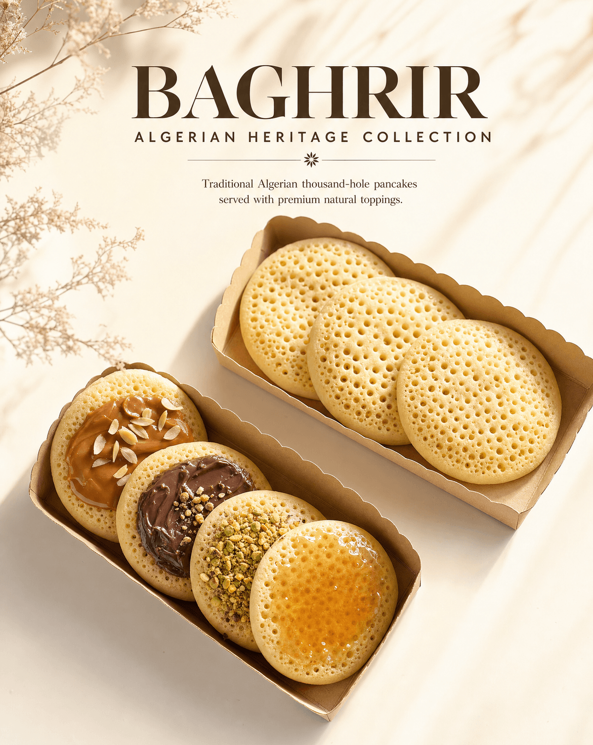 Create an ultra-premium editorial food advertising poster featuring authentic…