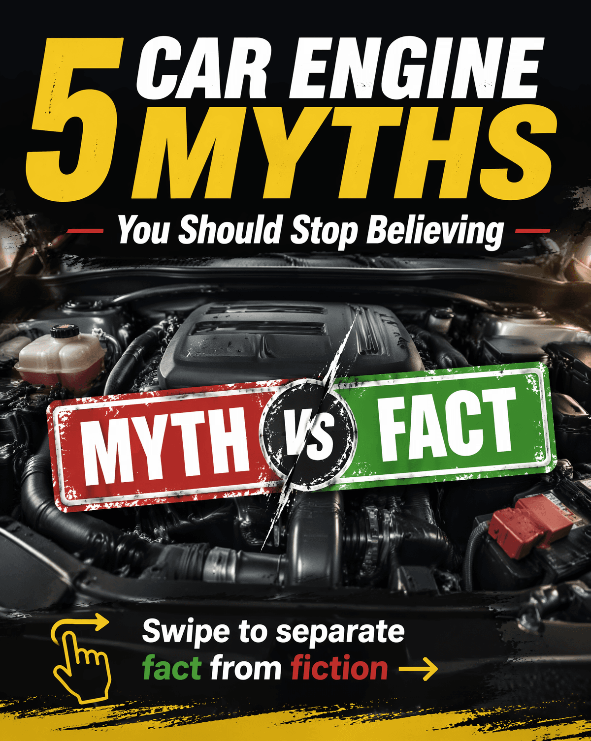 5 CAR ENGINE MYTHS You Should Stop BelievingSwipe to…