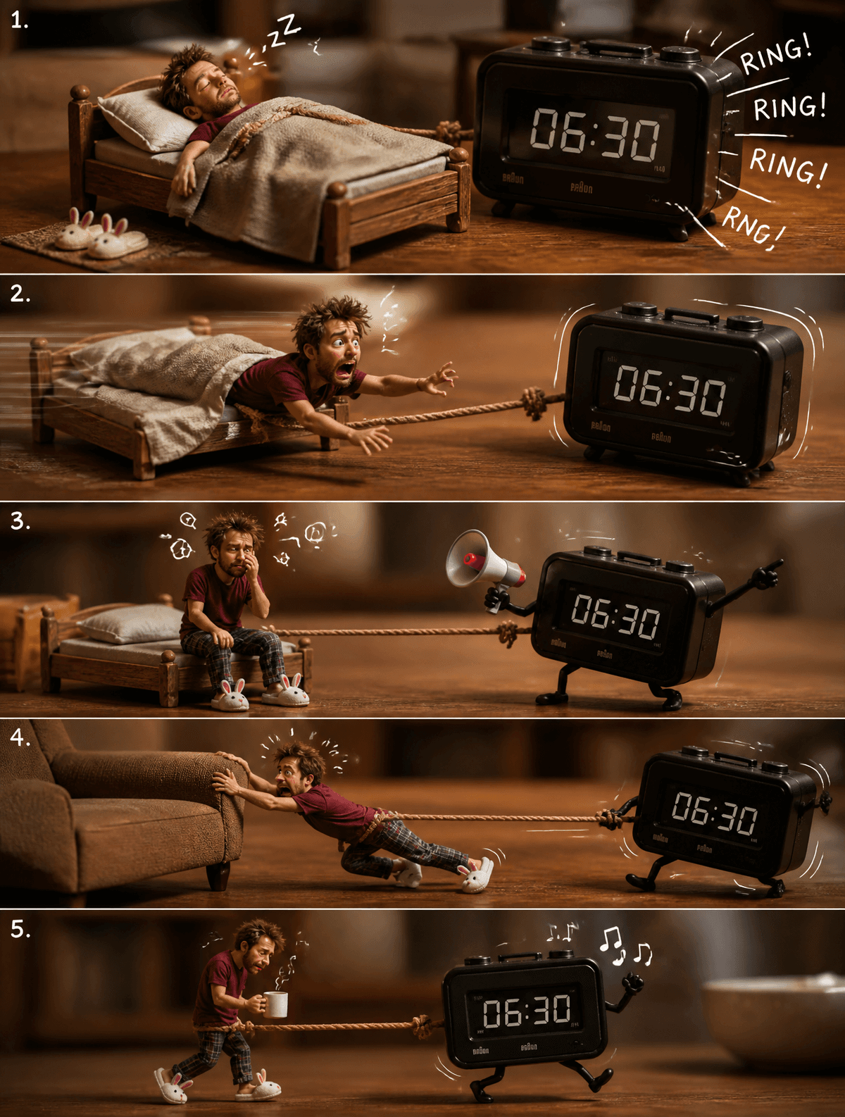 A highly detailed ultra-realistic miniature comedy diorama featuring a…