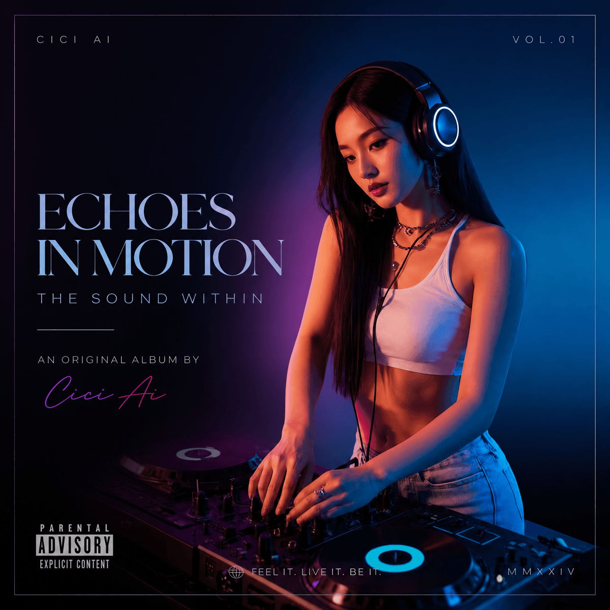 A high-end, professional music album cover featuring a striking…