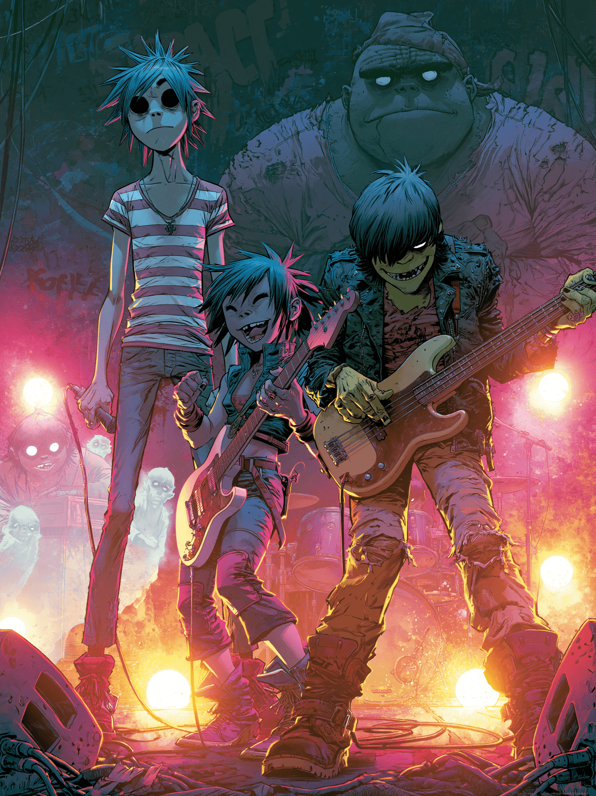 High-quality band poster of Gorillaz in the signature Jamie…