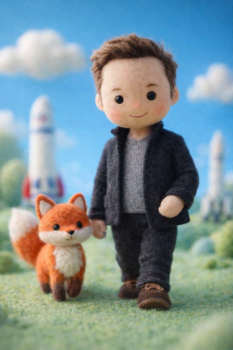 A handcrafted felt miniature illustration of [Celebrity] reimagined as…