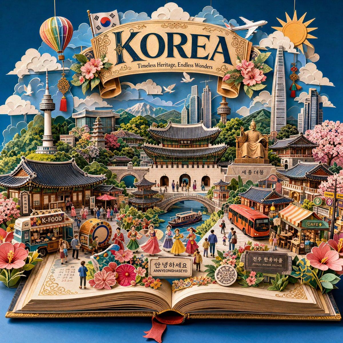 Create an ultra-detailed handcrafted 3D pop-up storybook travel illustration…