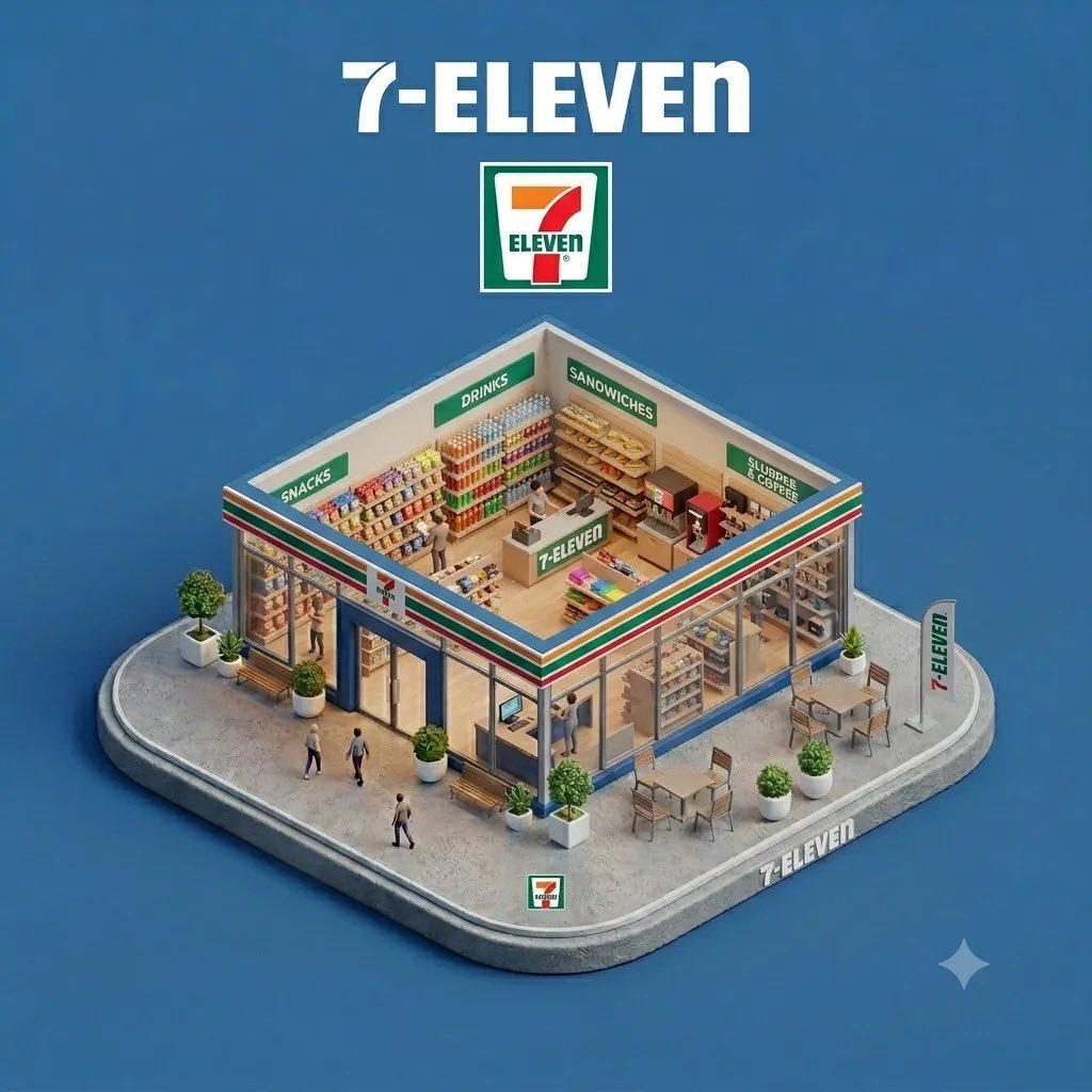 "Ultra-detailed isometric 3D miniature diorama of a branded storefront…