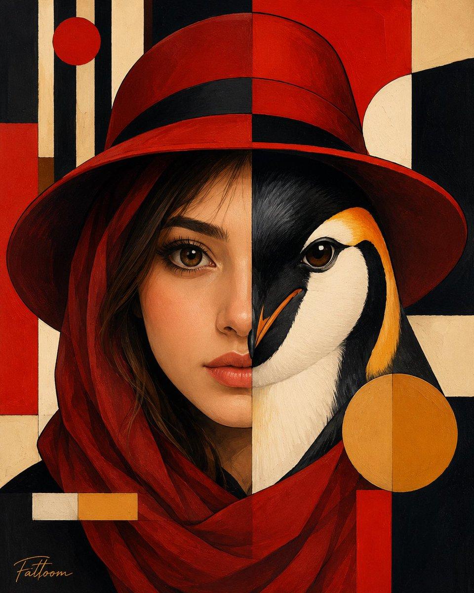 Create a premium fine-art surreal portrait inspired by geometric…