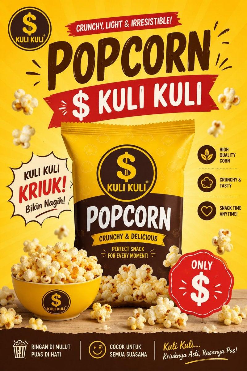 Premium Commercial Advertising Poster for "Popcorn $ Kuli Kuli"…