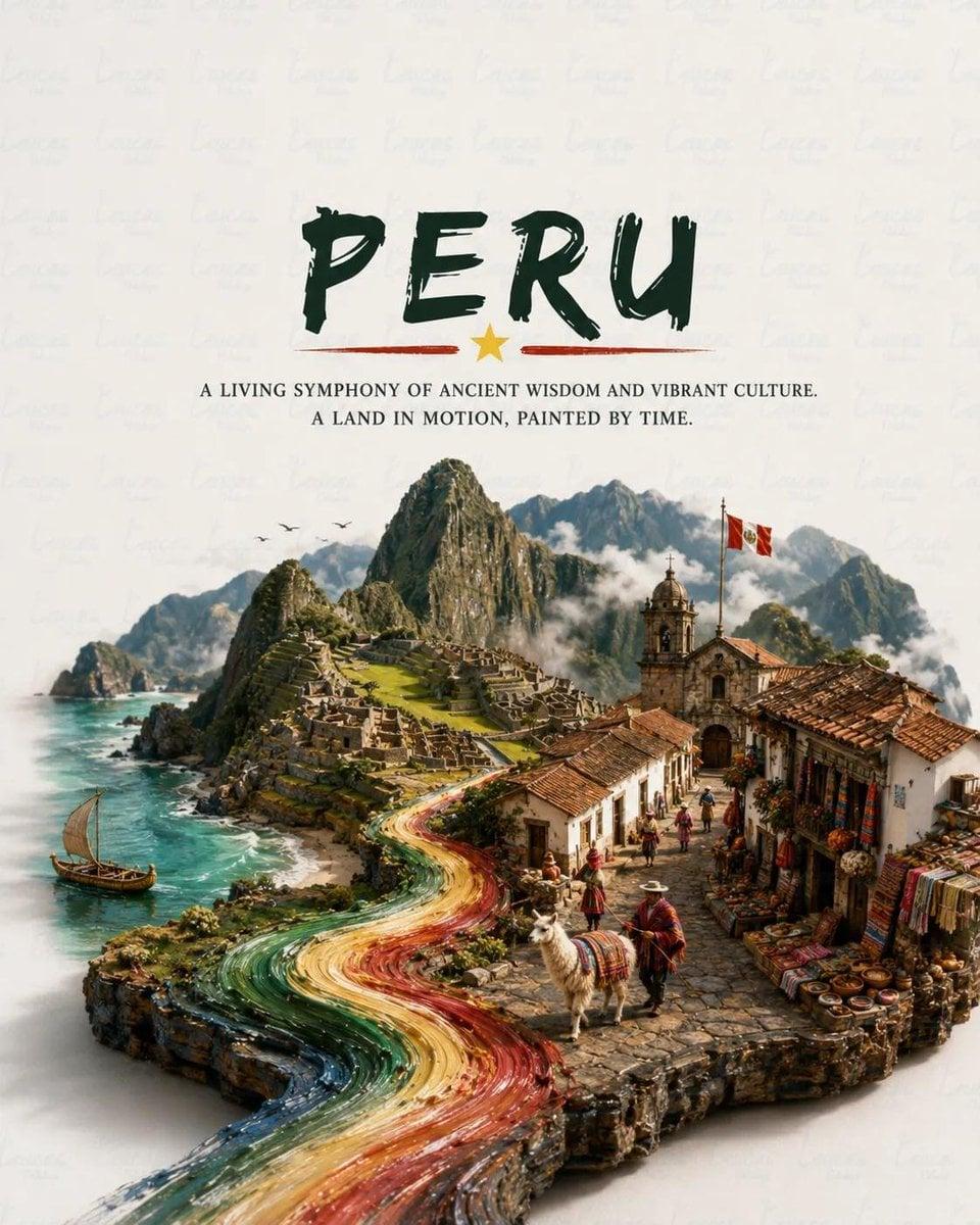 Ultra-detailed 3D miniature diorama travel poster on a clean…