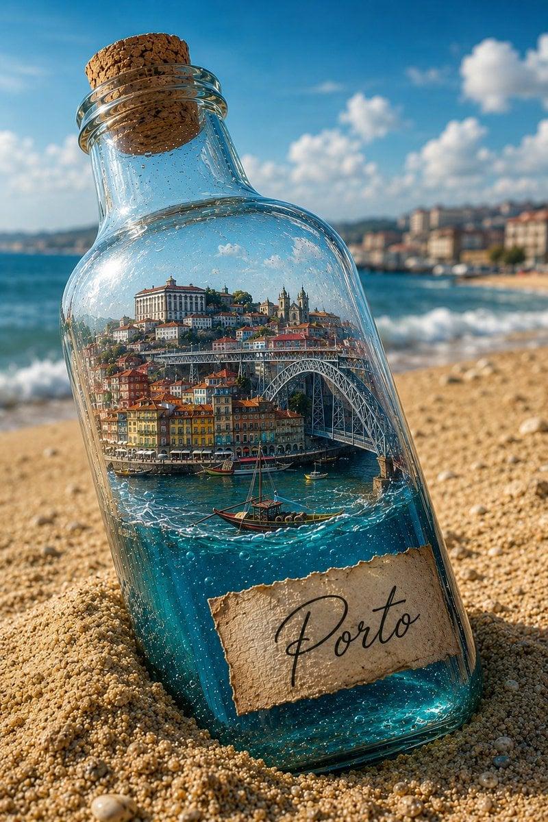 Create a hyperrealistic poster featuring a transparent glass bottle…