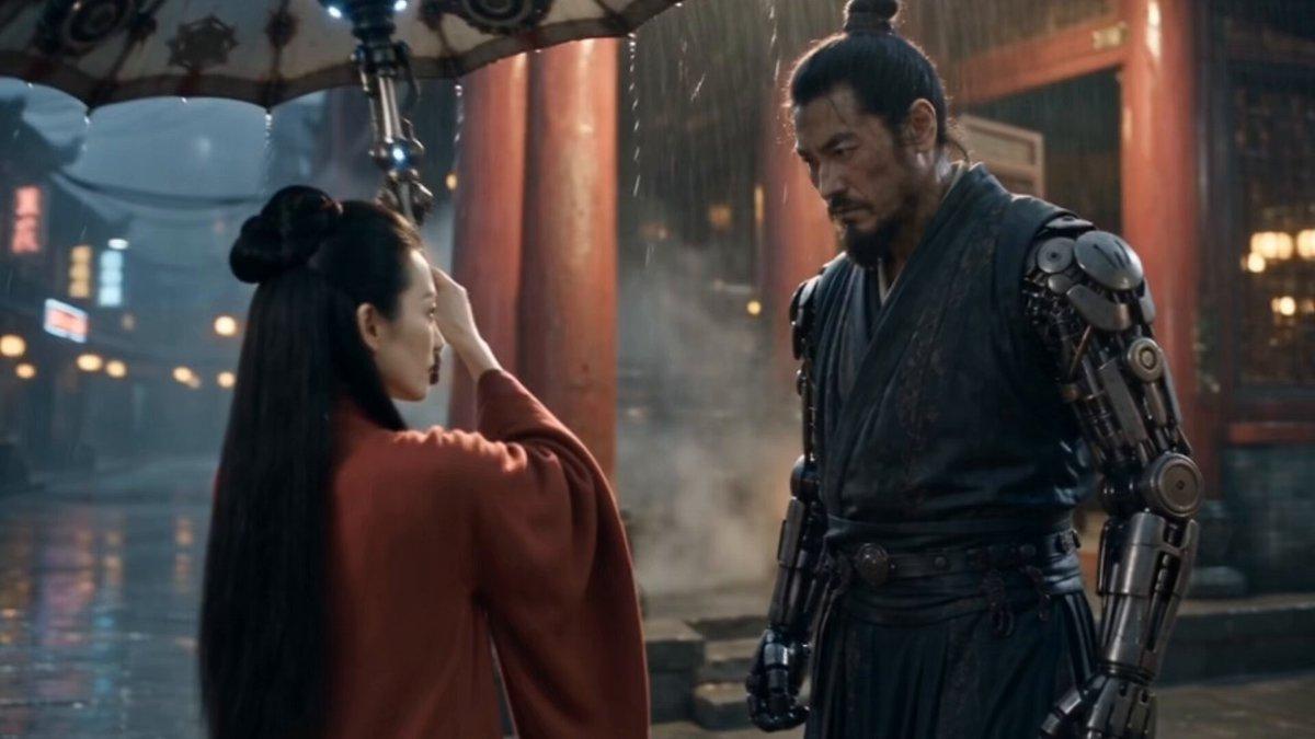 Seedance 2.5 prompt example — Cyberpunk Wuxia Soul Detachment