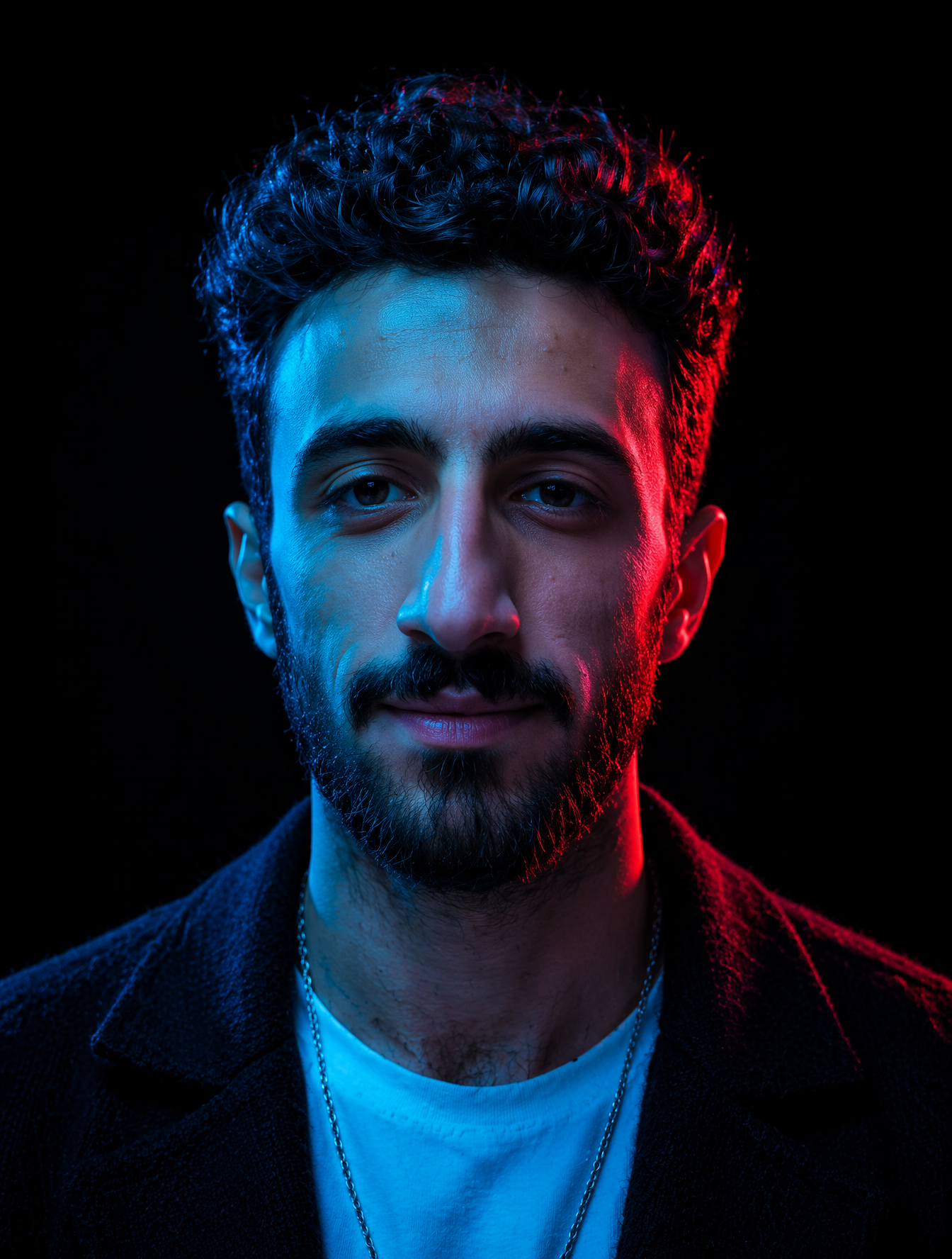 { "image_type": "studio portrait", "composition": { "framing": "tight head-and-shoulders…