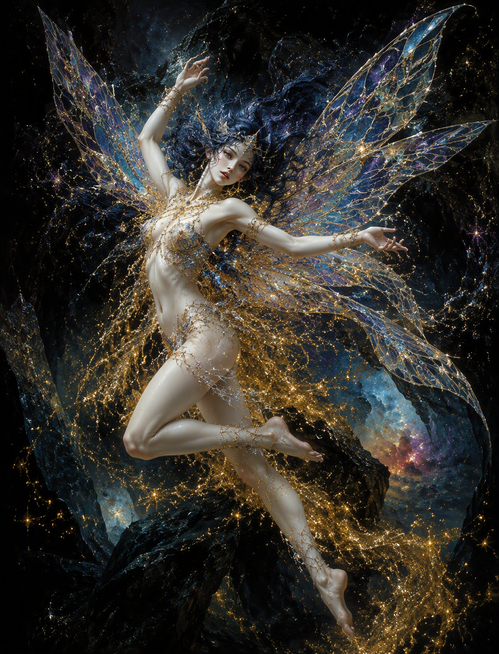 Subject and Action A lithe fairy captured in a…