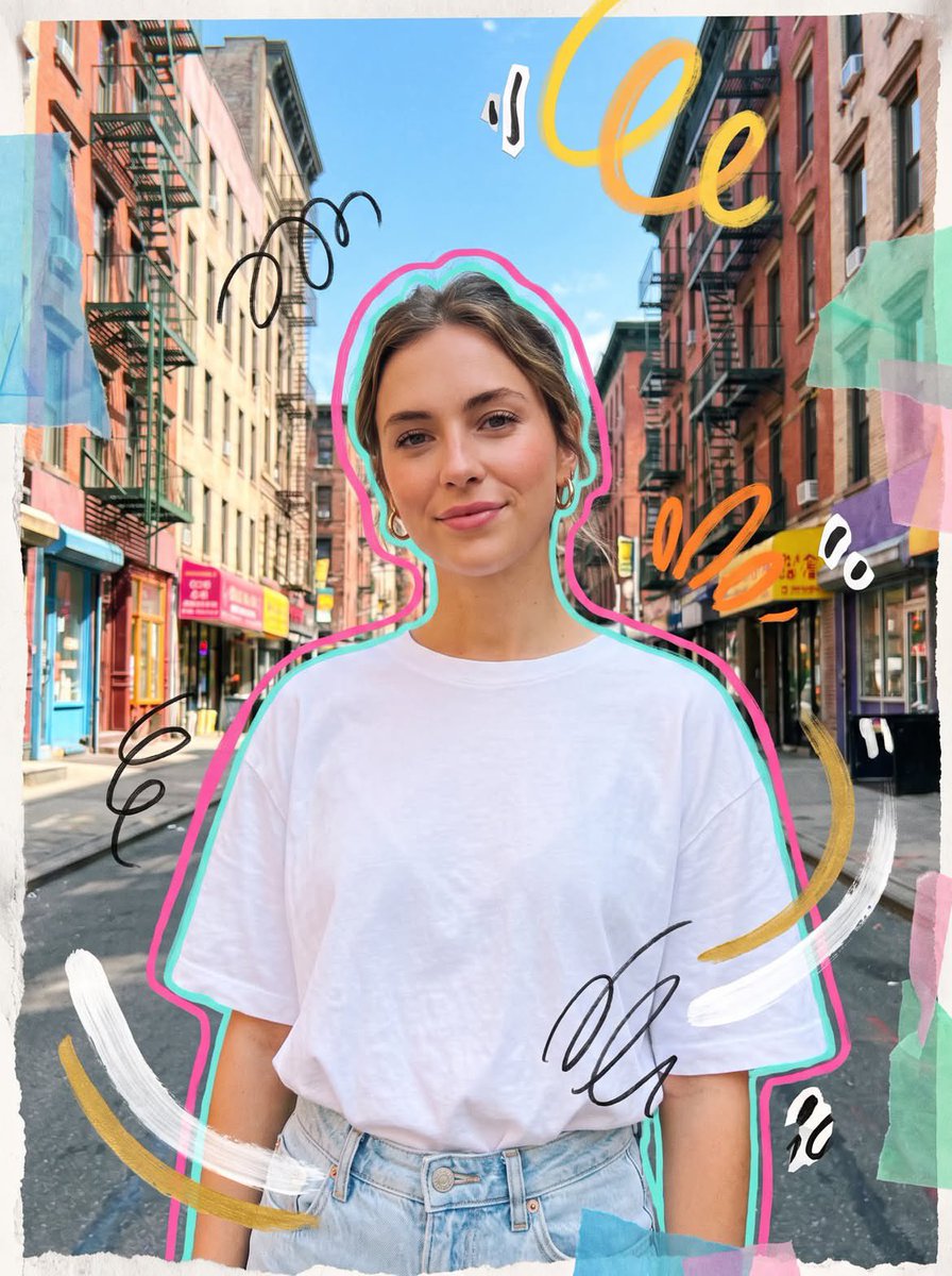 Photorealistic mixed media collage street portrait of a young…
