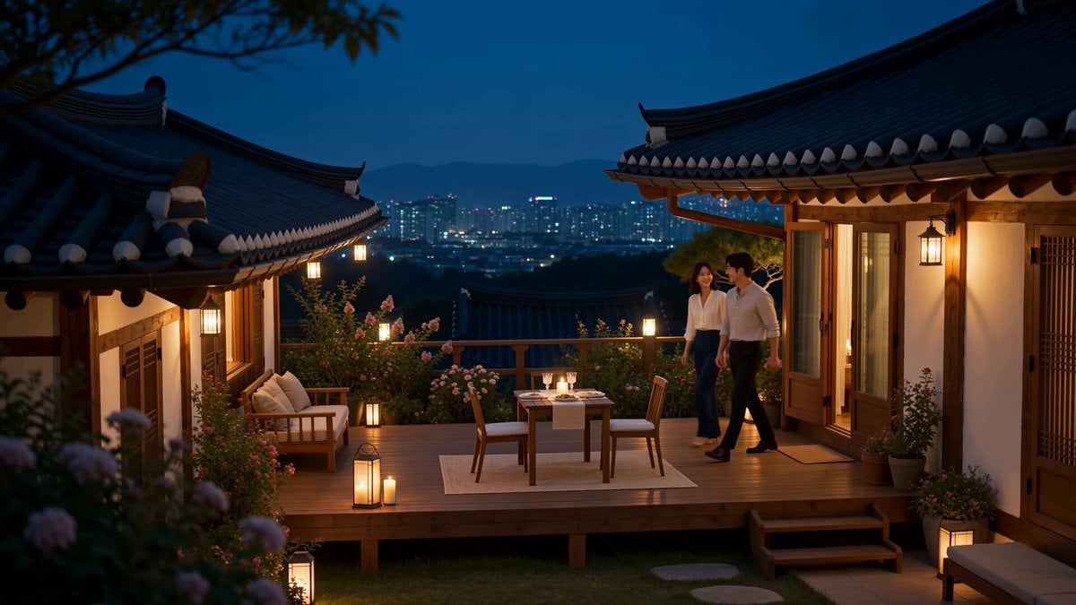 A young Korean couple in their mid-20s enjoys a…